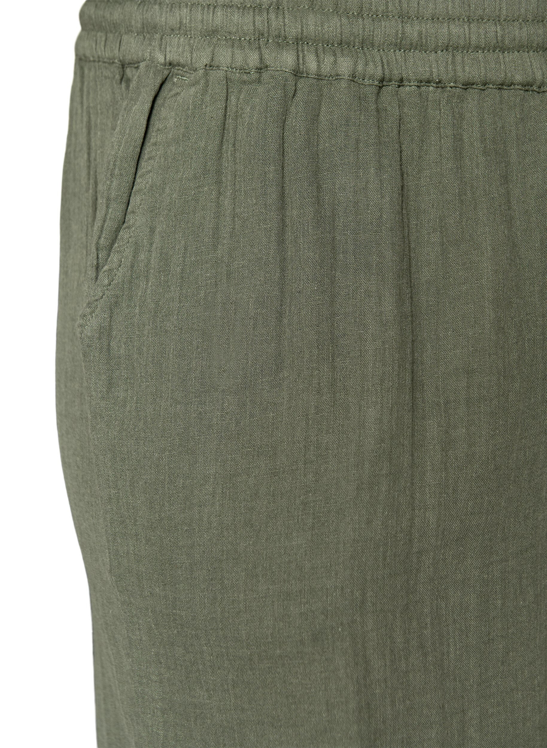 ZizziLockere Shorts aus Baumwollmusselin mit hoher Taille, Gr&uuml;n, Packshot image number 2