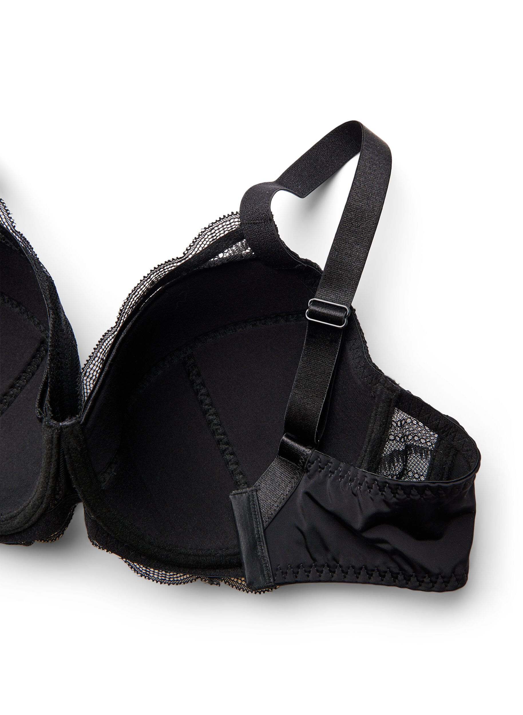 Zizzi Wattierter BH mit Spitze, Schwarz, Packshot image number 3