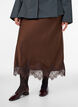 Midi-Rock aus Satin mit Spitzen, Braun, Model image number 2