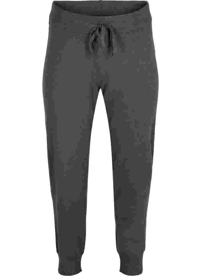Strickhose mit Schnüren und Ripp, Dark Grey Melange, Packshot image number 0