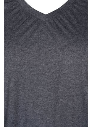 Melierte-Bluse mit langen Ärmeln und V-Ausschnitt, Dark Grey Melange, Packshot image number 2