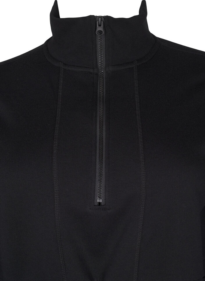 Kurzes Sweatshirtkleid mit Stehkragen und verstellbarer Taille, Black, Packshot image number 2