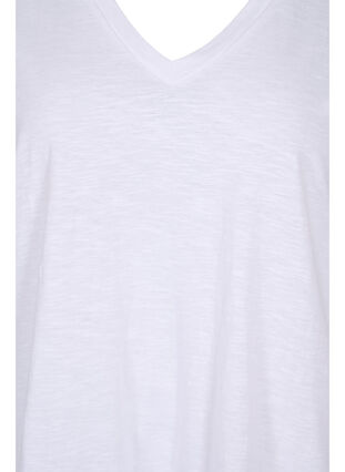 Einfarbiges Oversize T-Shirt mit V-Ausschnitt, Bright White, Packshot image number 2