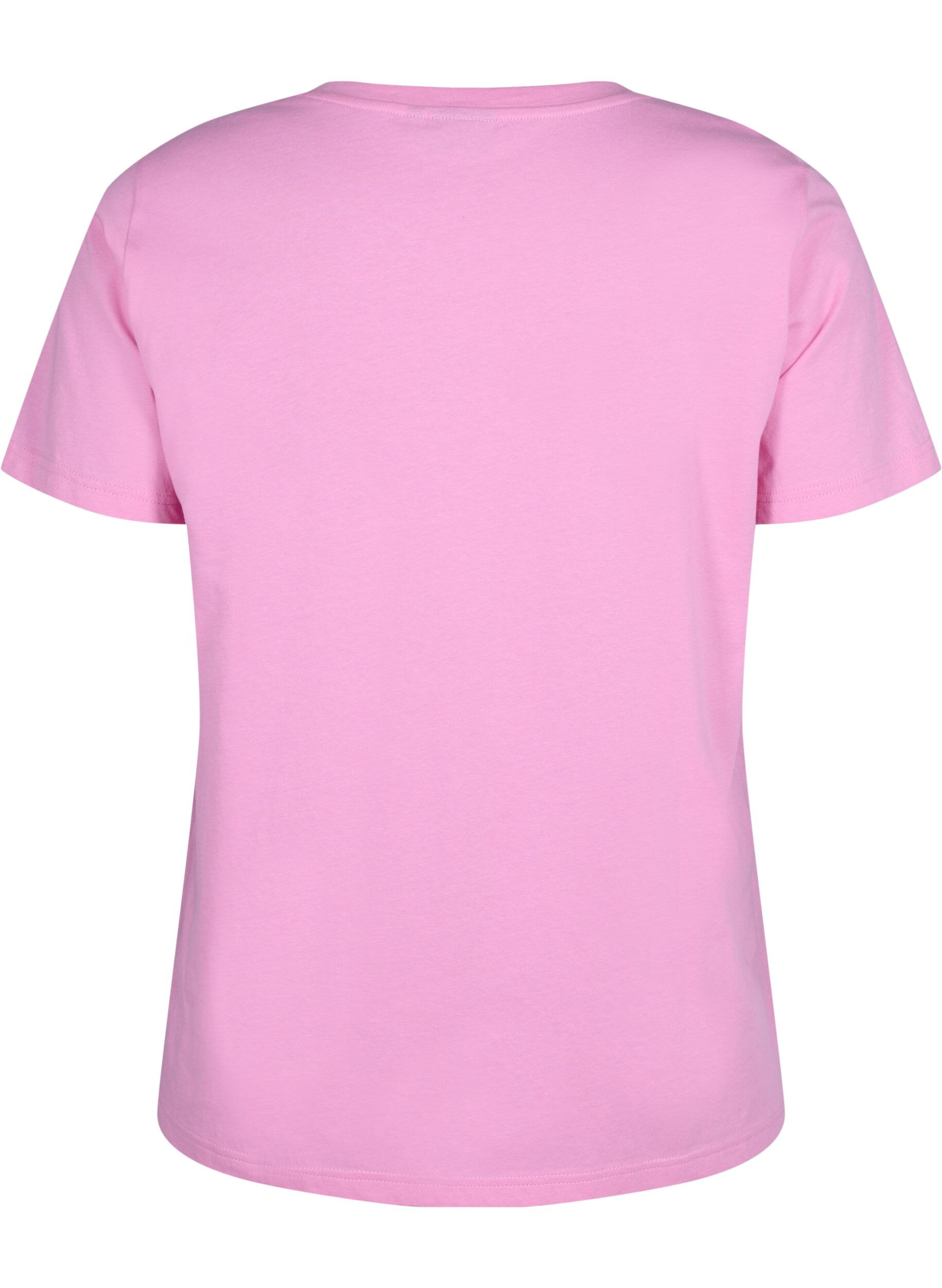 Zizzi T-Shirt aus Baumwolle mit Rundhalsausschnitt und Aufdruck, RoseBloom W. Love, Packshot image number 1