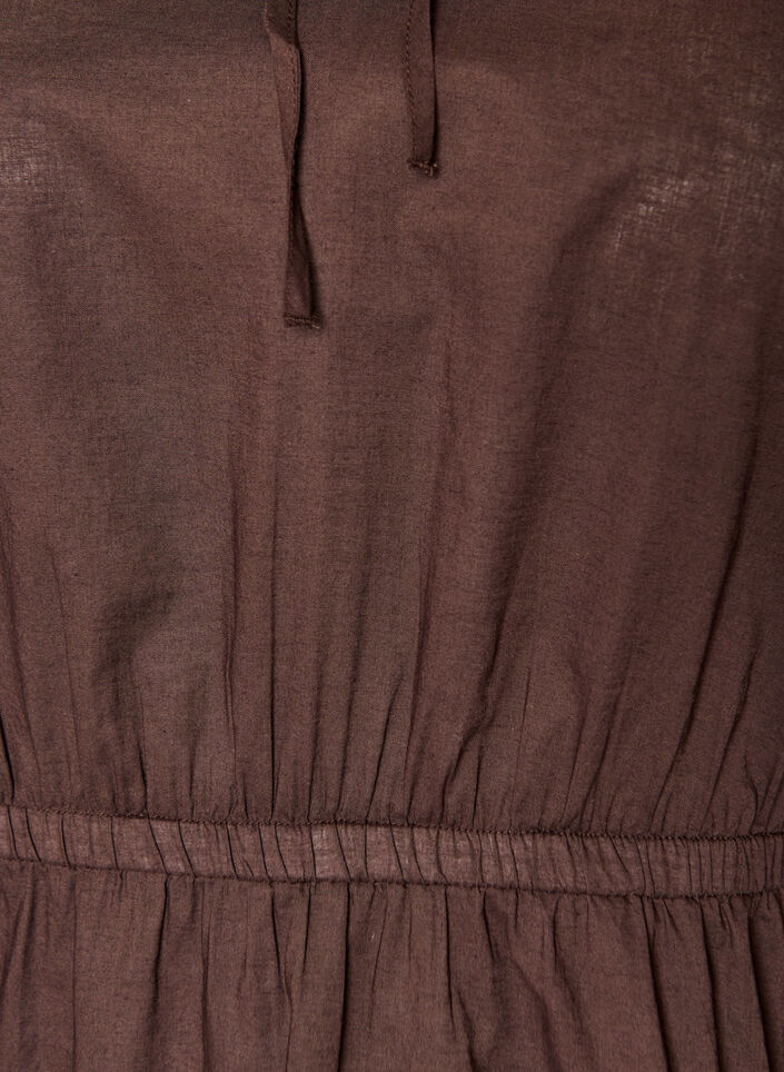 Baumwollbluse mit Bindeband und elastischer Taille, Braun, Packshot image number 2