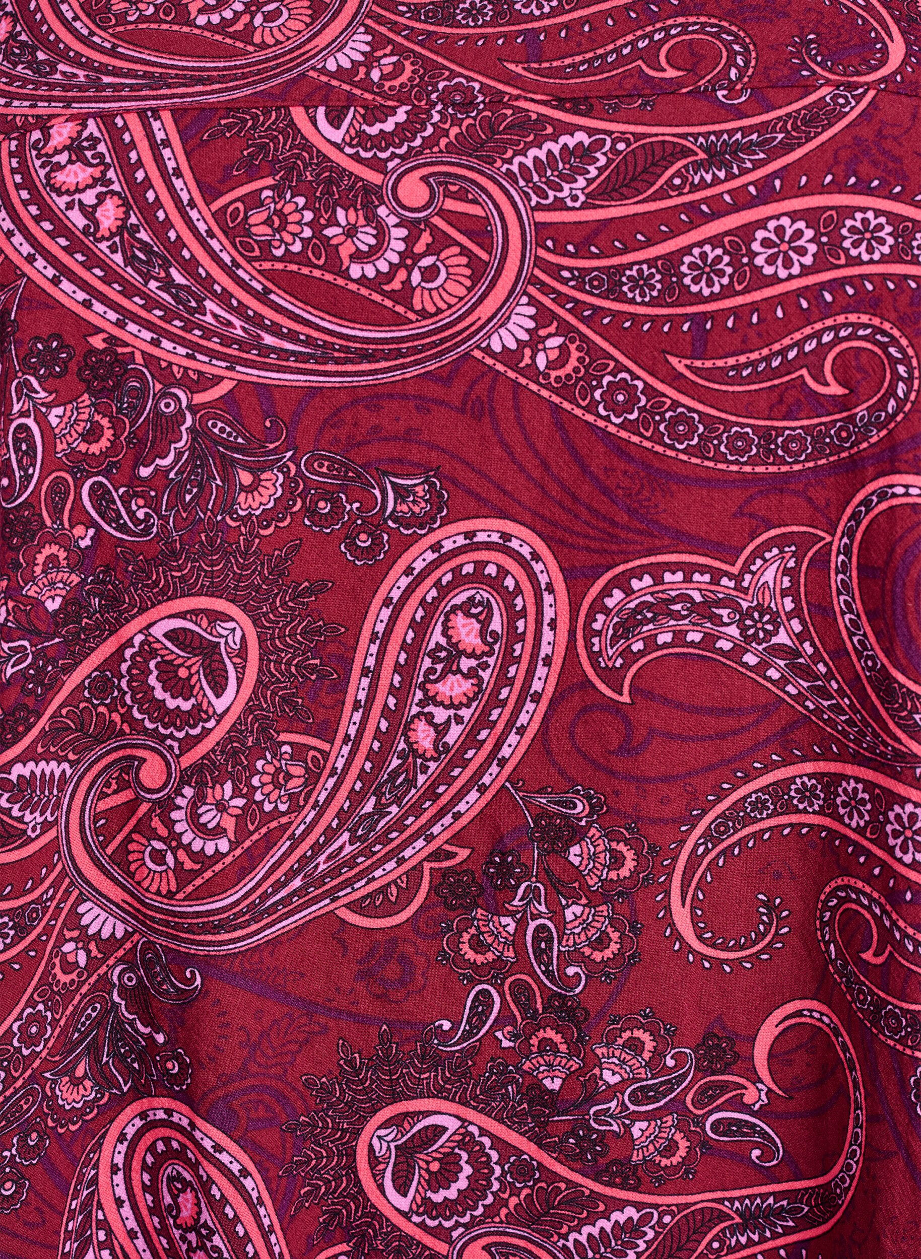 Zizzi Kurz&auml;rmliges Baumwollkleid mit Aufdruck, Rot, Packshot image number 2