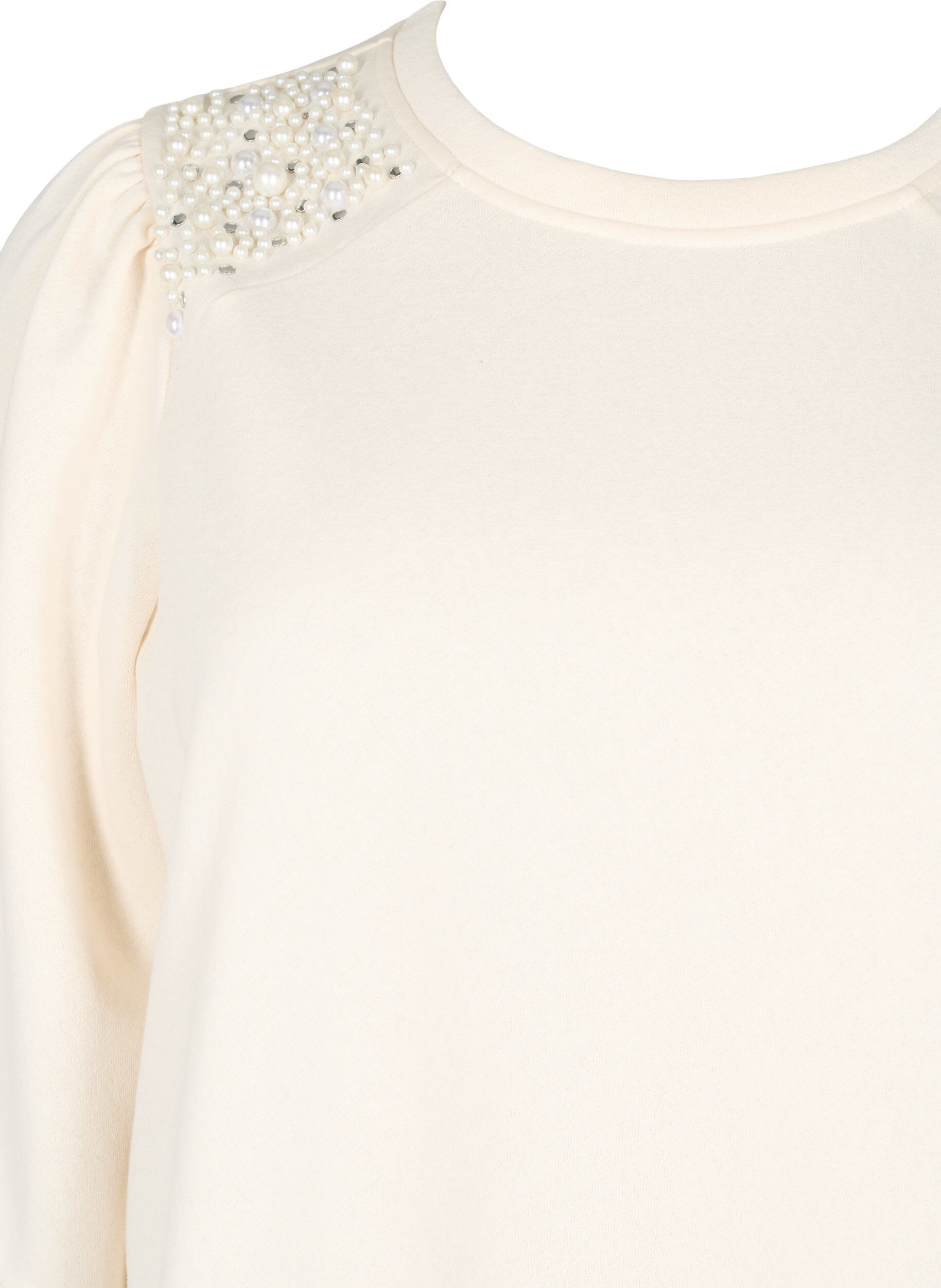 Zizzi Sweatshirt mit Perlendetails, Buttercream, Packshot image number 2