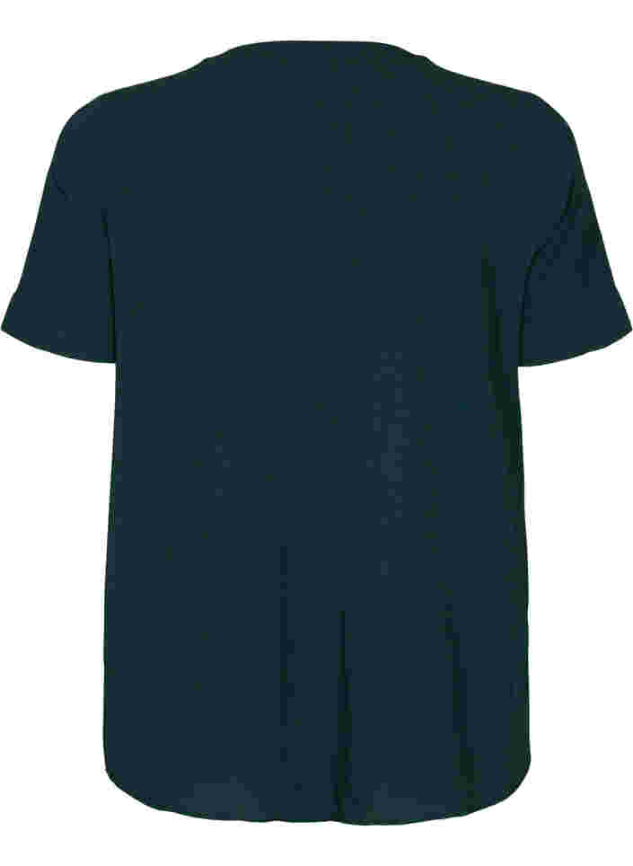 Kurzärmelige Bluse mit V-Ausschnitt, Scarab, Packshot image number 1