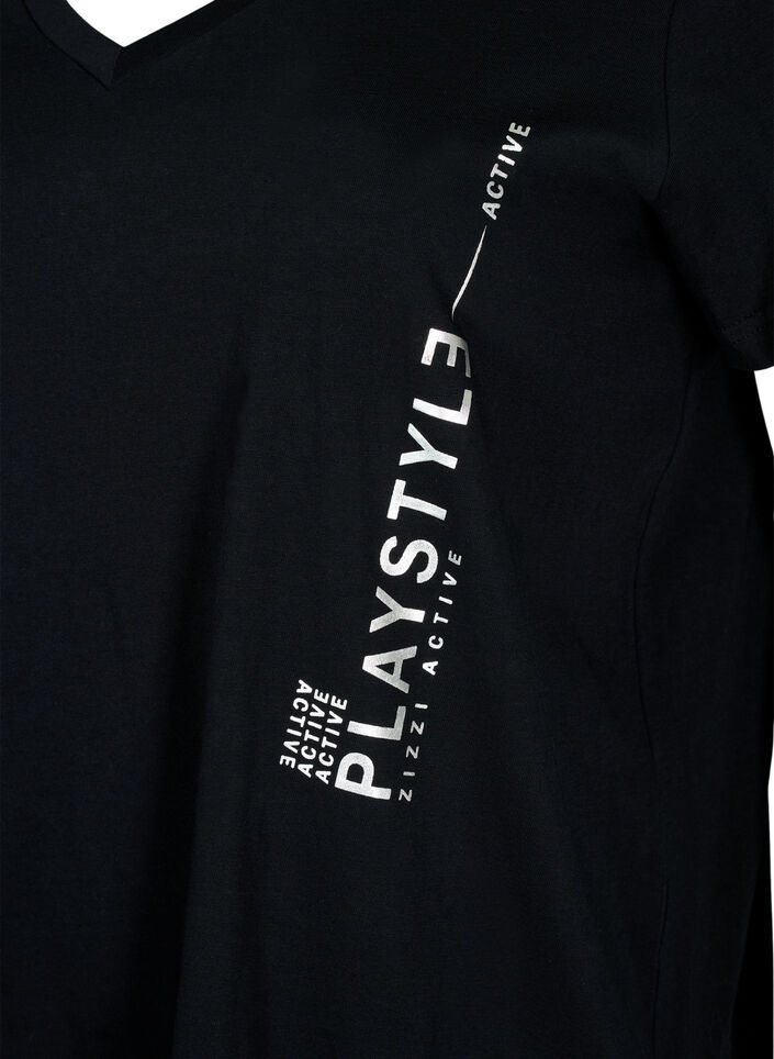 Sport-T-Shirt aus Baumwolle mit Aufdruck, Black w. Playstyle, Packshot image number 2