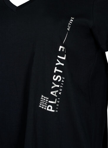 Trainings-T-Shirt aus Baumwolle mit Aufdruck, Black w. Playstyle, Packshot image number 2