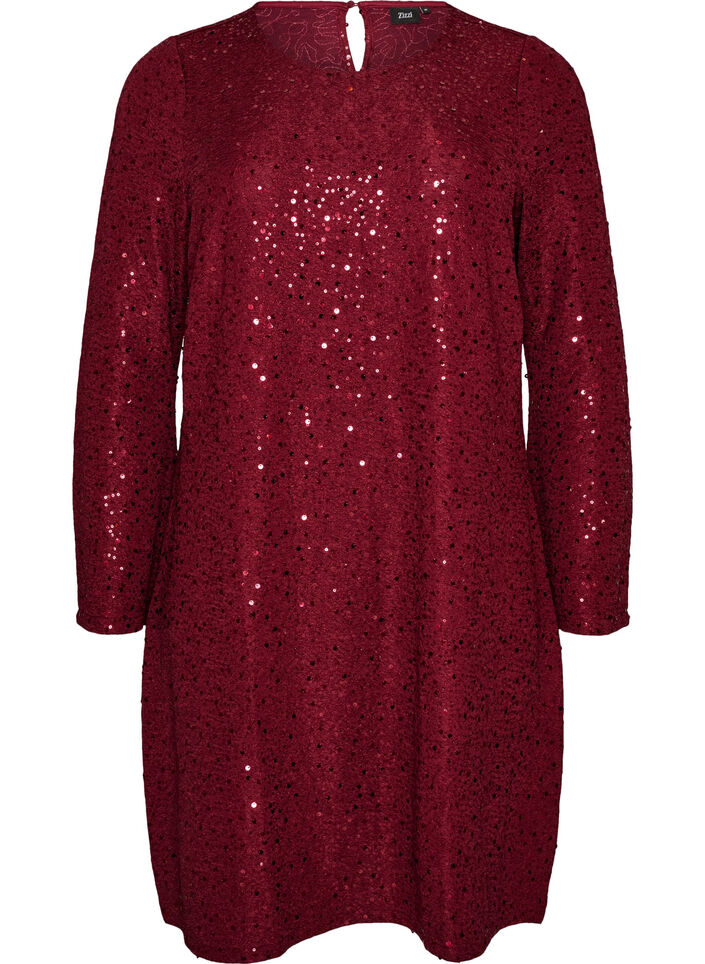 Kurzes Paillettenkleid in A-Linie, Rot, Packshot image number 0