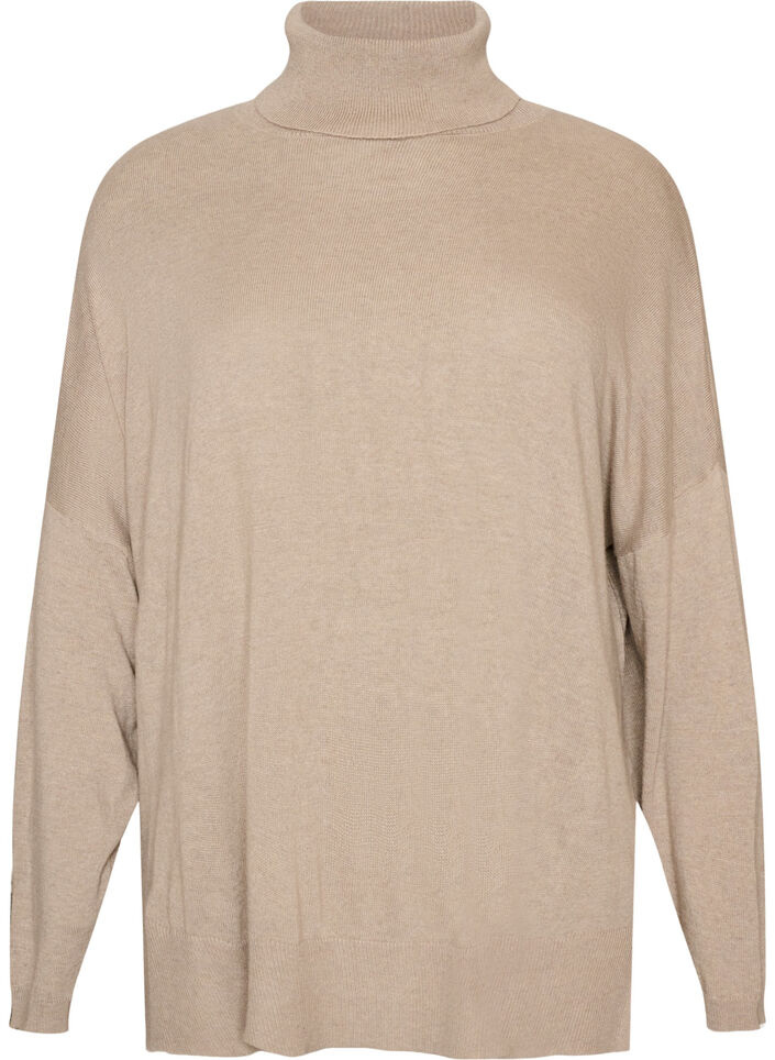 Rollkragenpullover mit lockerer Passform, Beige, Packshot image number 0