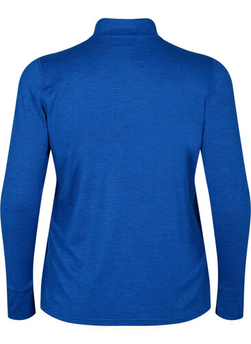 Trainingsshirt mit Reißverschluss, S. Blue / Black Mel., Packshot image number 1