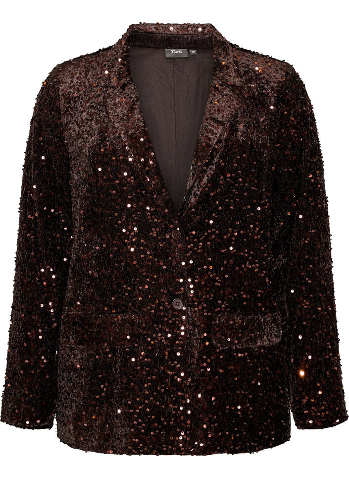 Blazer mit Pailletten, Braun, Packshot image number 0