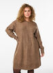 Kurzes Strickkleid mit V-f&ouml;rmigem Strukturmuster, Braun, Model image number 0