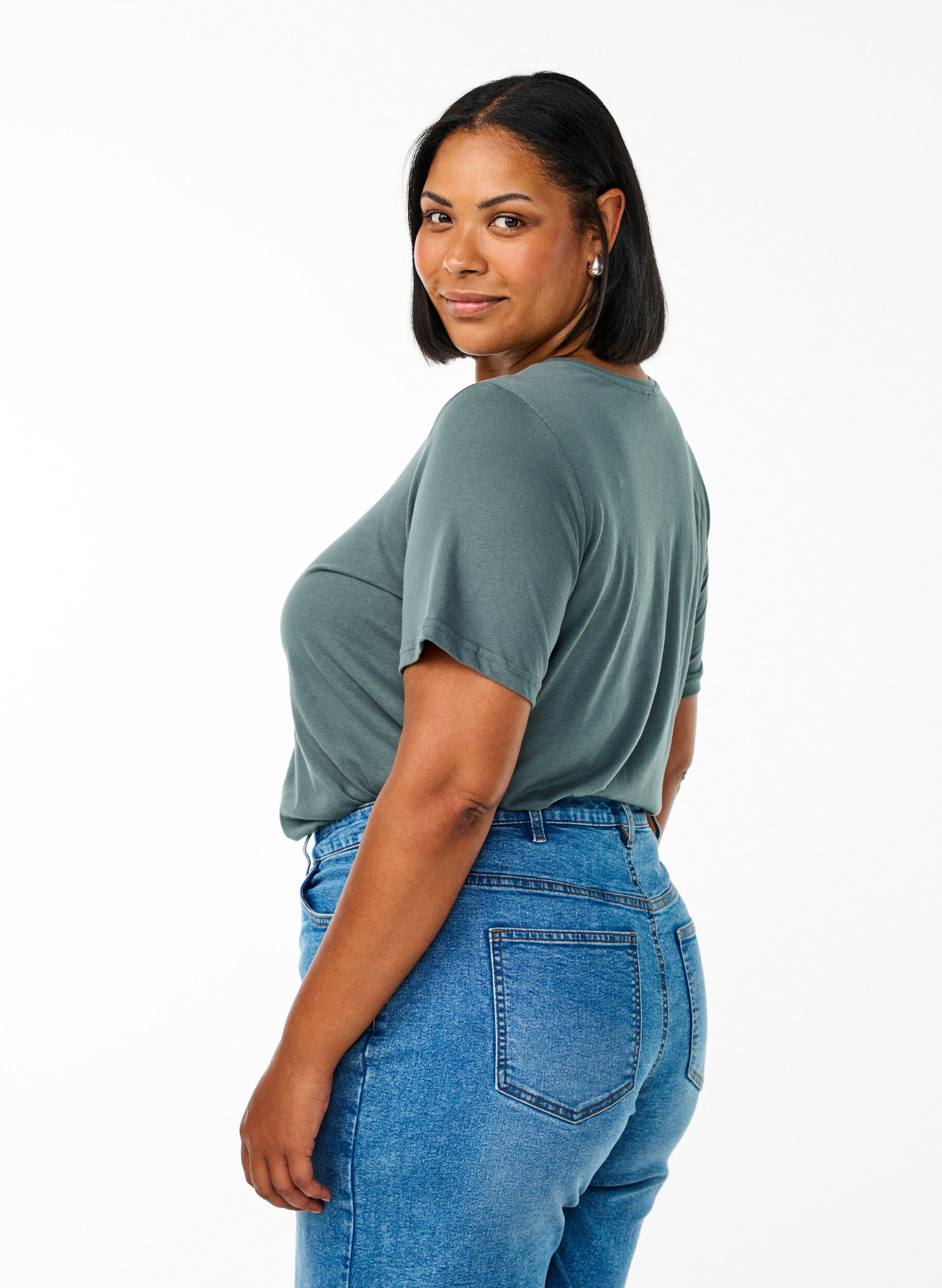 Zizzi FLASH - T-Shirt mit Print, Gr&uuml;n, Model image number 2