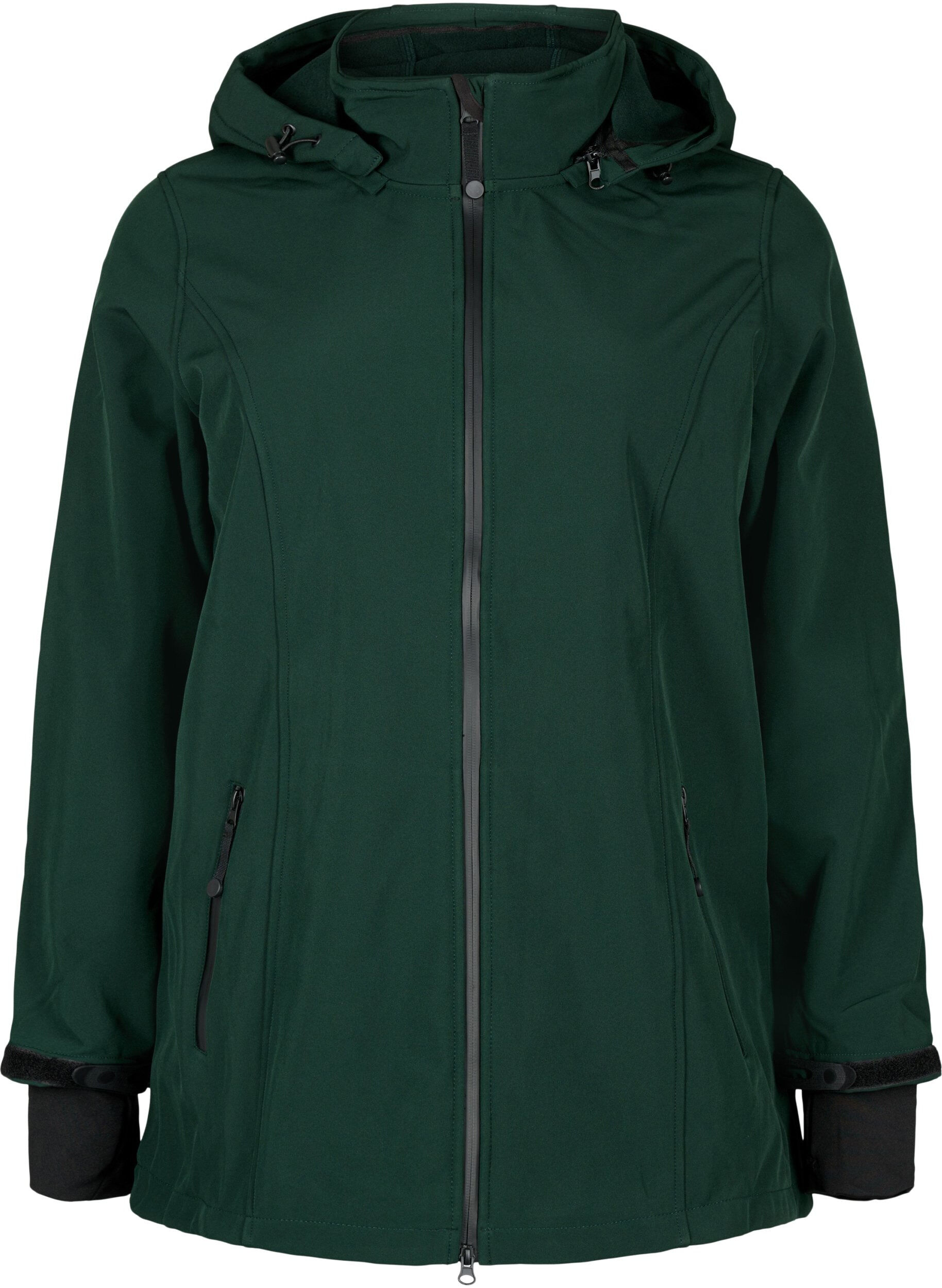 Zizzi Kurze Softshell-Jacke mit abnehmbarer Kapuze, Gr&uuml;n, Packshot image number 0