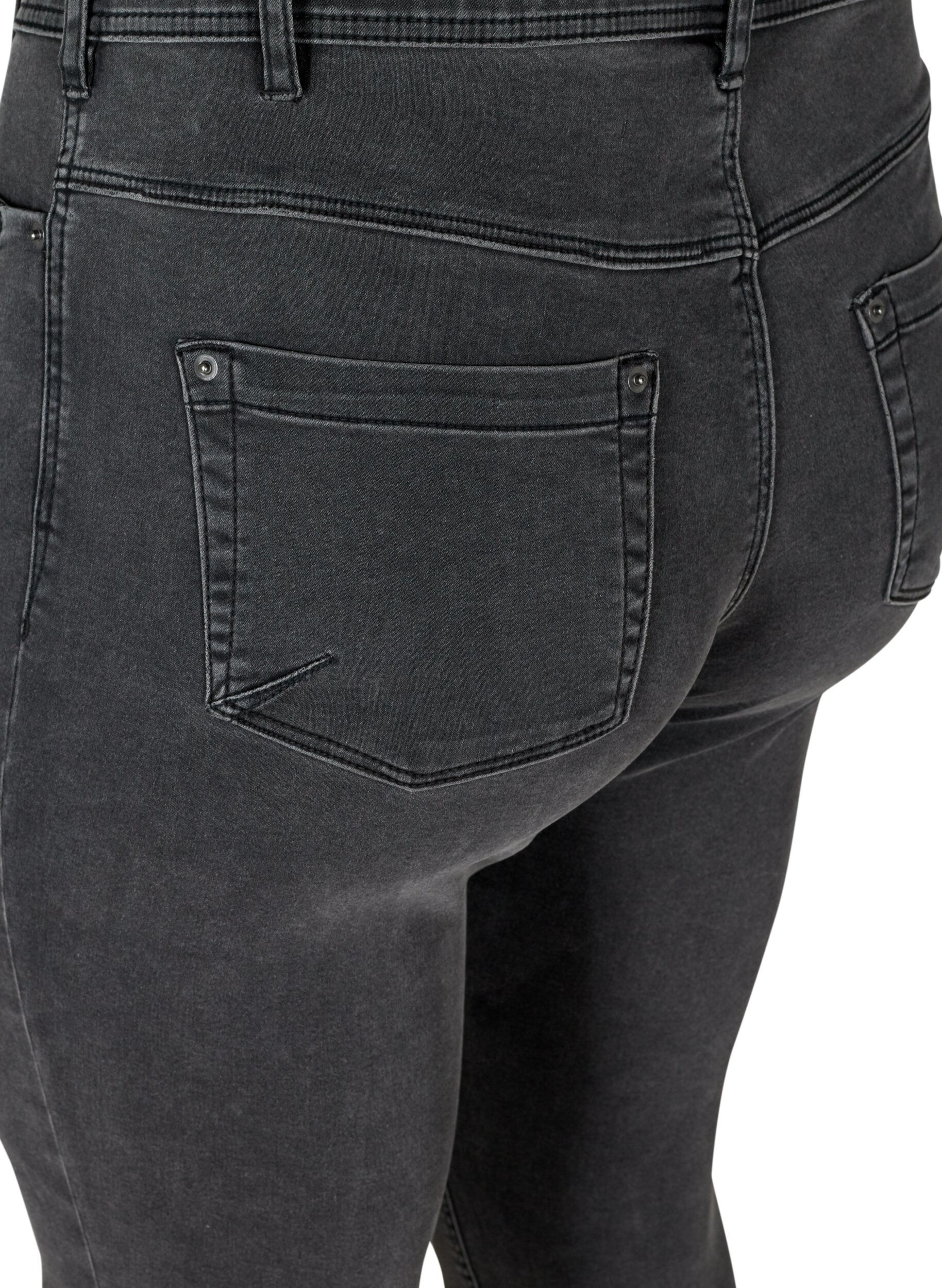 Zizzi Kurze Amy Jeans mit Rei&szlig;verschlussdetail., Grau, Packshot image number 3