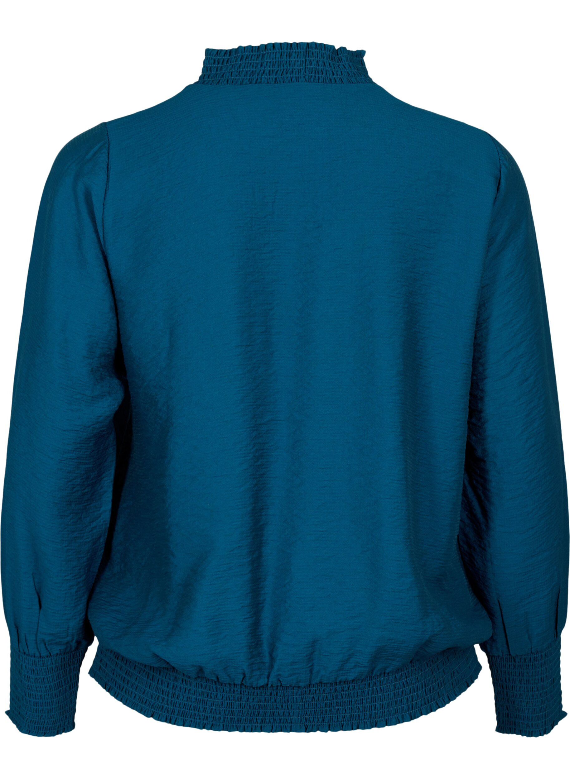 Zizzi Viskose Bluse mit Sch&uuml;rze, Reflecting Pond, Packshot image number 1