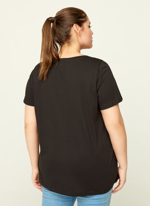 Baumwoll T-Shirt mit Print, Black, Model image number 1
