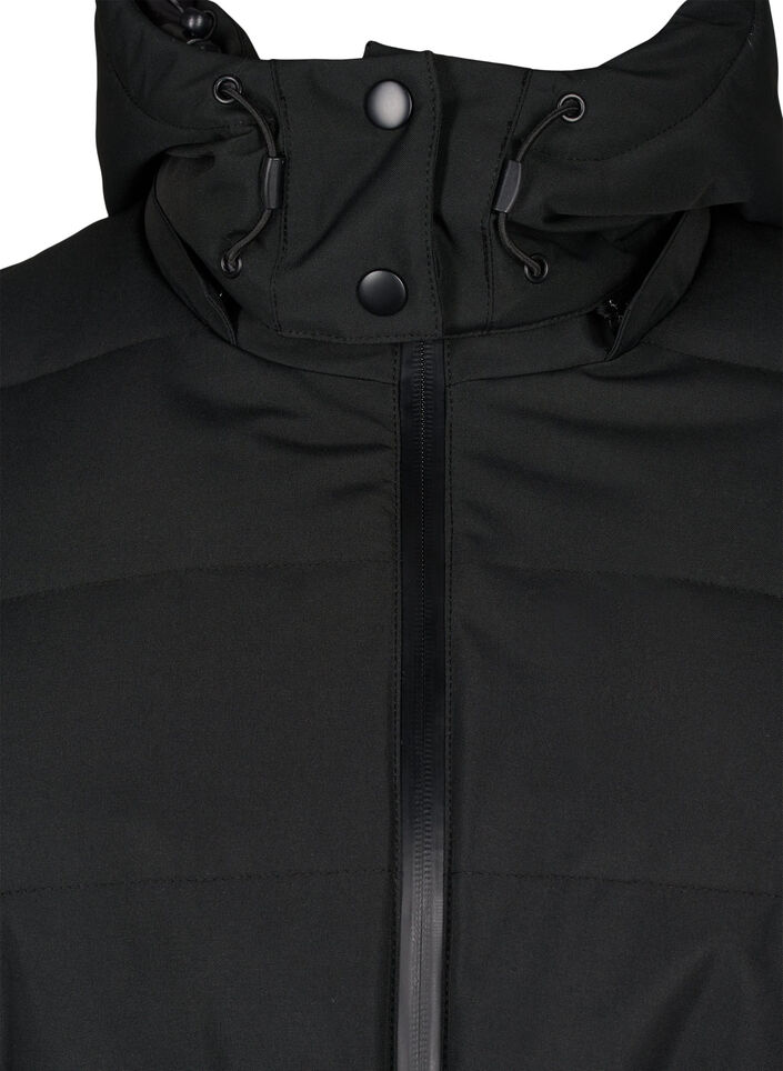 Ski-Jacke mit Kapuze und Gürtel, Black, Packshot image number 2
