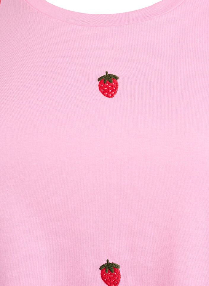 T-Shirt aus Bio-Baumwolle mit aufgestickten Motiven, Pink, Packshot image number 2