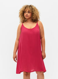 Einfarbiges Trägerkleid aus Viskose, Bright Rose, Model