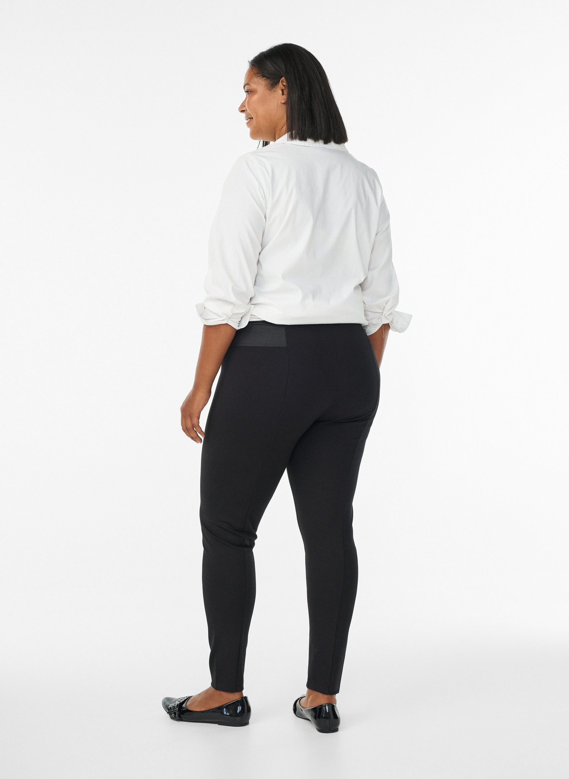 Zizzi Leggings mit breitem Gummibund an der Taille, Schwarz, Model image number 1