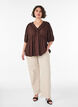 Bluse aus Viskose mit gepunkteter Struktur und V-Ausschnitt, Braun, Model image number 1