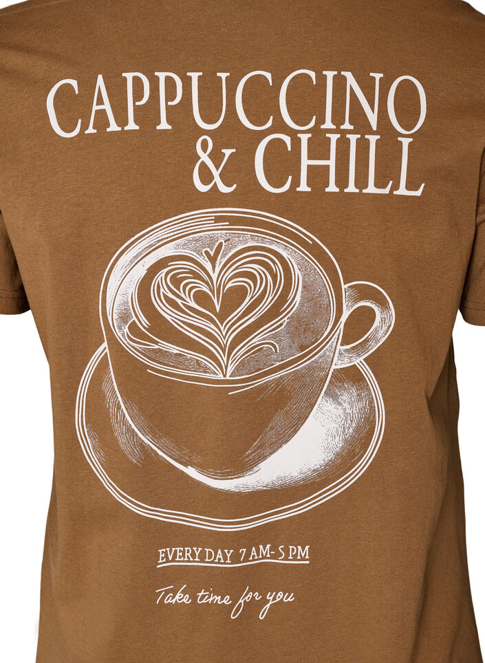 T-Shirt aus Baumwolle mit Print, Braun, Packshot image number 3