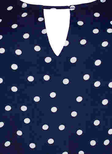 Bedruckte Viskosebluse mit kurzen Ärmeln, Peacoat Dot, Packshot image number 2