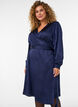 Kurzes Satinkleid im Wickeldesign, Blau, Model image number 0