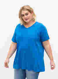 Kurzärmeliges T-Shirt mit A-Linie, French Blue, Model