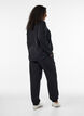 Hoch taillierte Sweatpants mit Kordelzug, Schwarz, Model image number 1