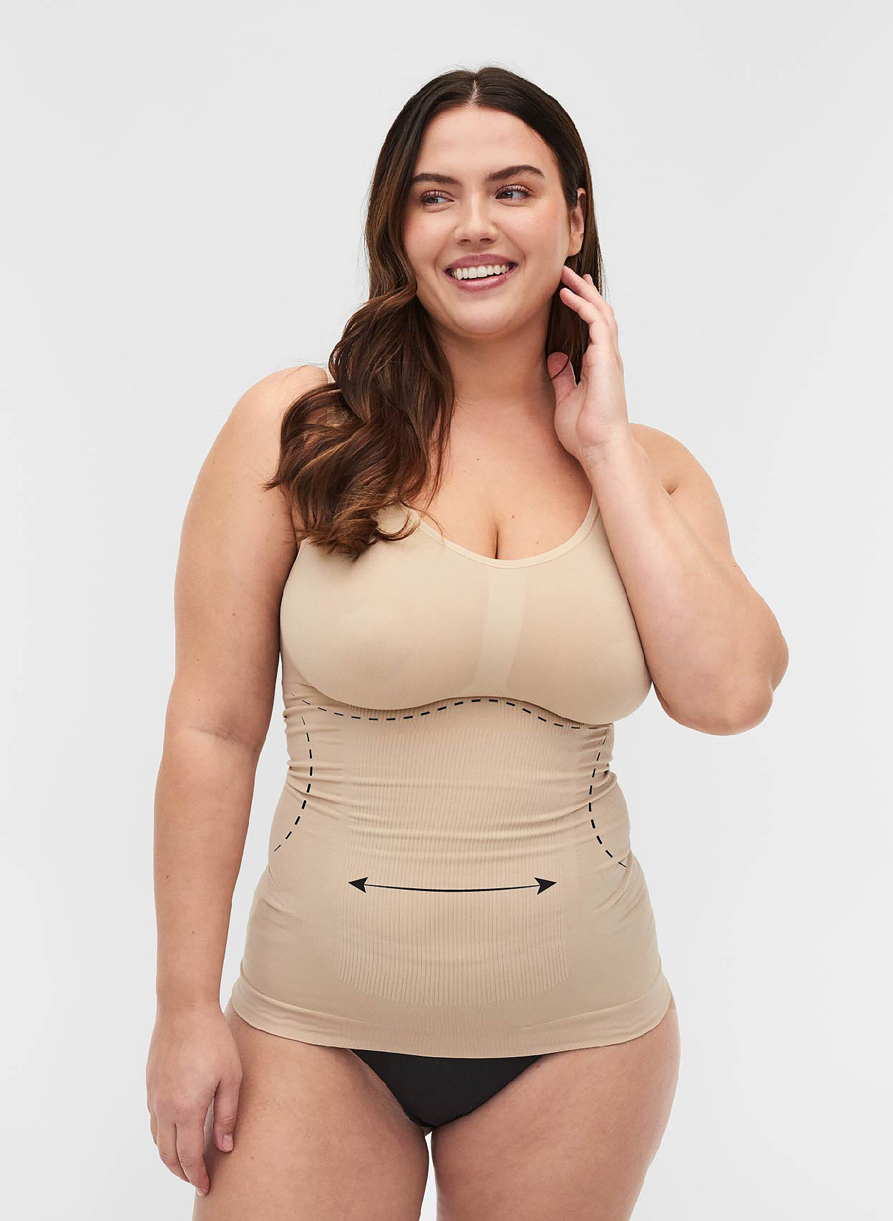 Shapewear Top mit breiten Tr&auml;gern, Beige, Model