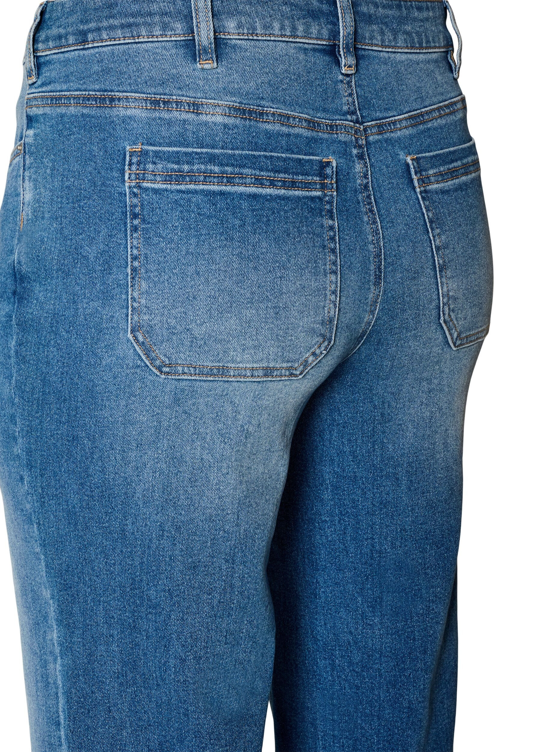 ZizziStraight Jeans mit leicht abgenutzter Optik, Blau, Packshot image number 3