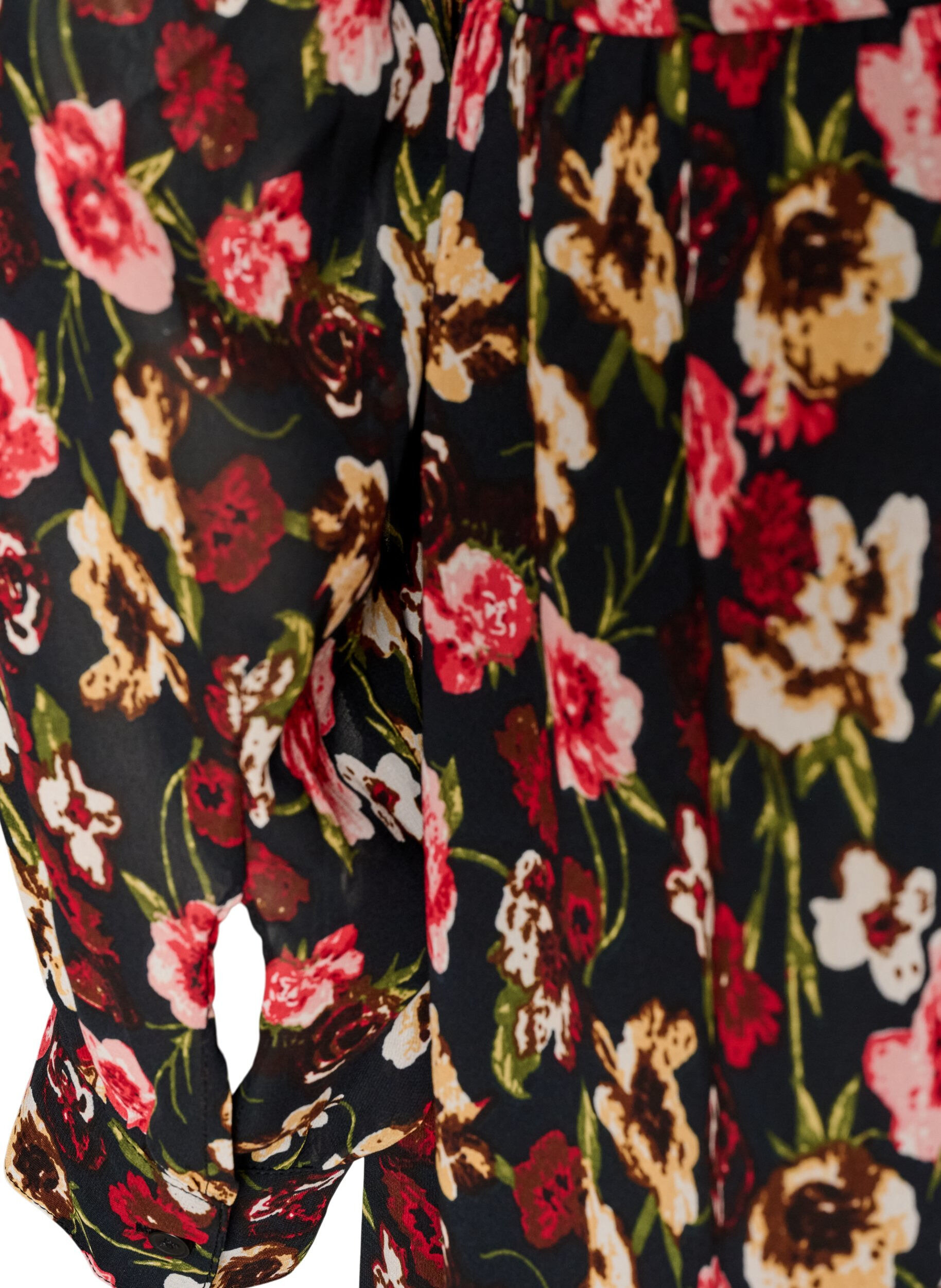 ZizziKleid mit Allover-Muster und einer Volantlage, Schwarz, Packshot image number 3