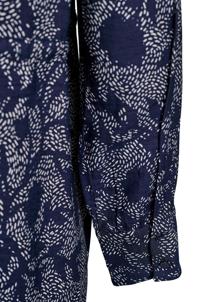 Blusenkleid aus bedrucktem Material mit Bindegürtel, Blau, Packshot image number 3