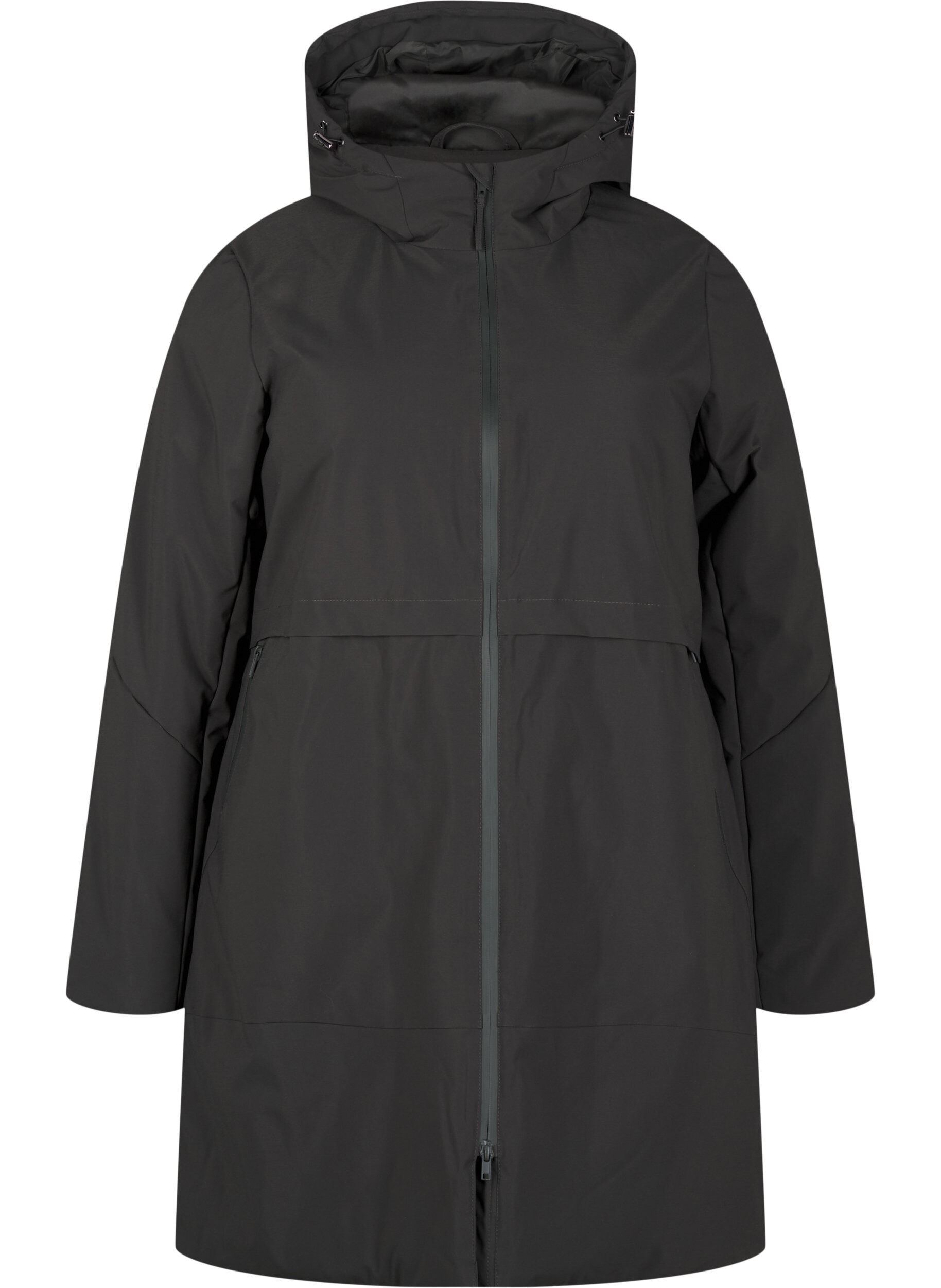 Zizzi Winterjacke mit verstellbarer Taille, Grau, Packshot image number 0