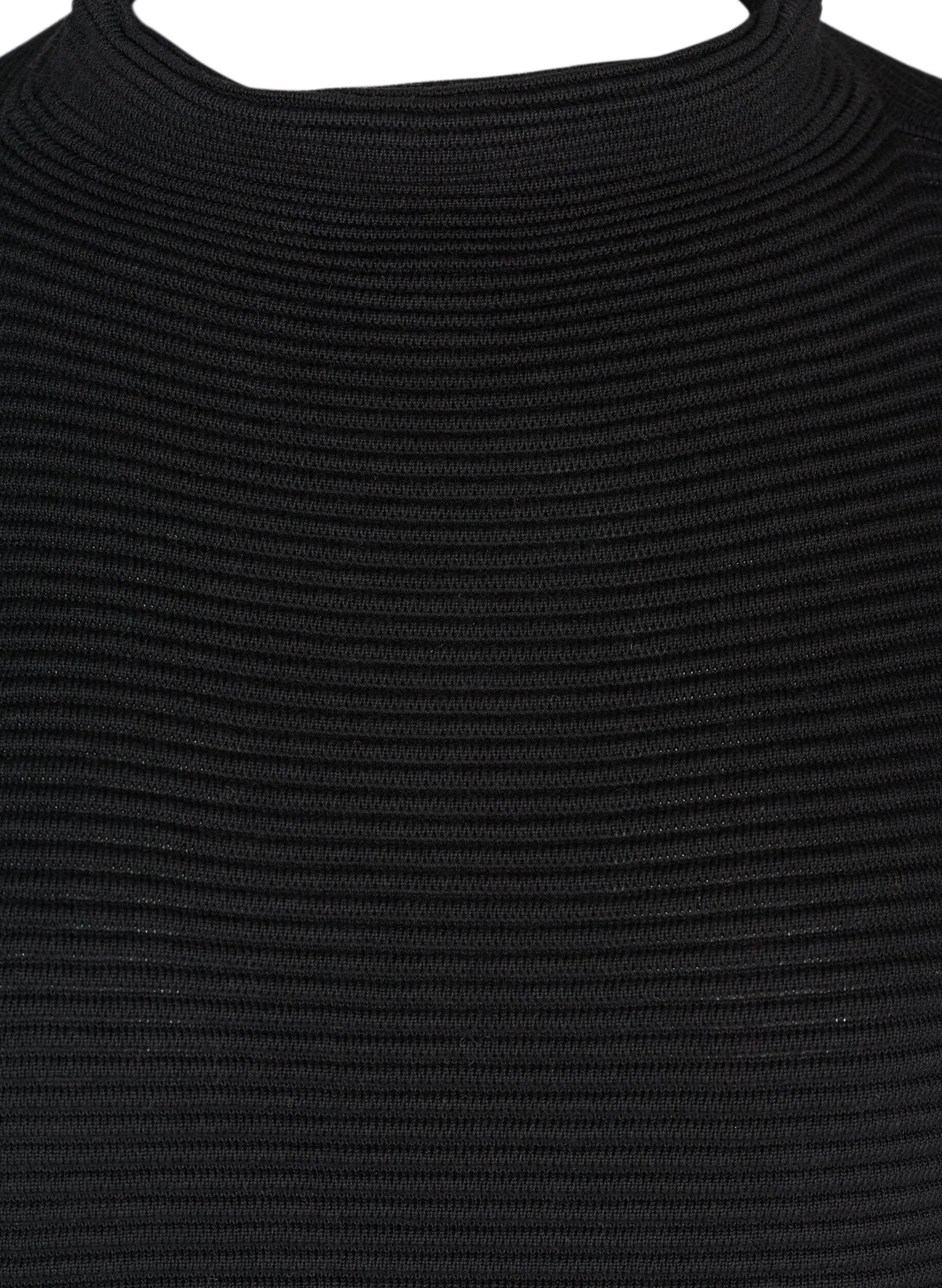 Zizzi Strickkleid mit kurzen &Auml;rmeln, Black, Packshot image number 2