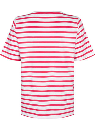 Gestreiftes T-Shirt aus biologischer Baumwolle, Bright Rose Stripes, Packshot image number 1