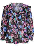 Geblümte Bluse mit Rüschendetails, Bright Fall Print, Packshot