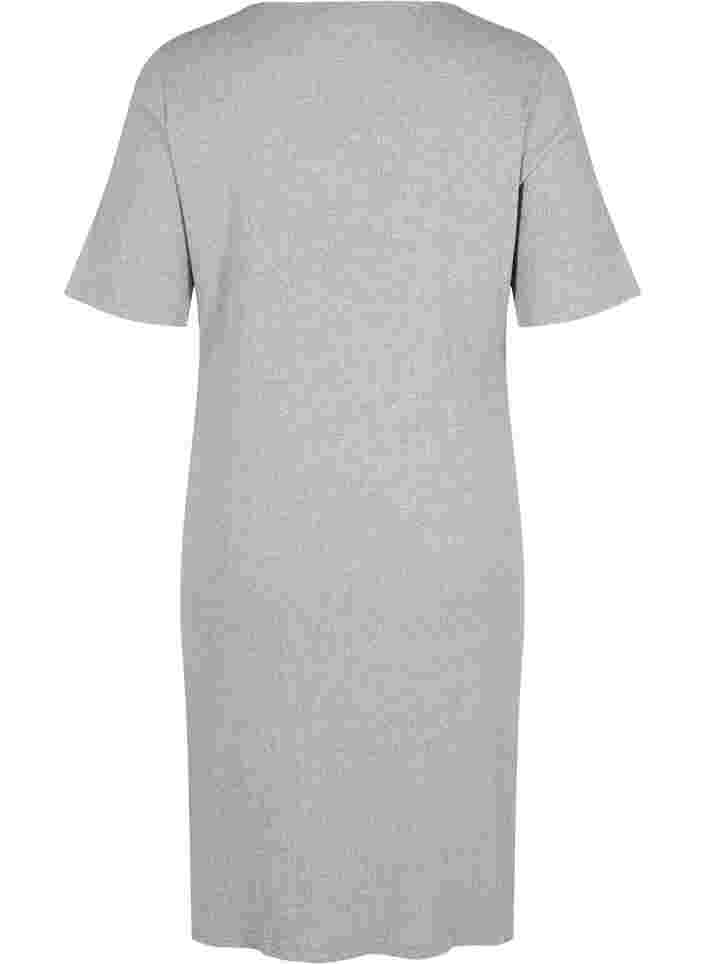 Kurzarm Kleid aus Ripp, Light Grey Melange, Packshot image number 1