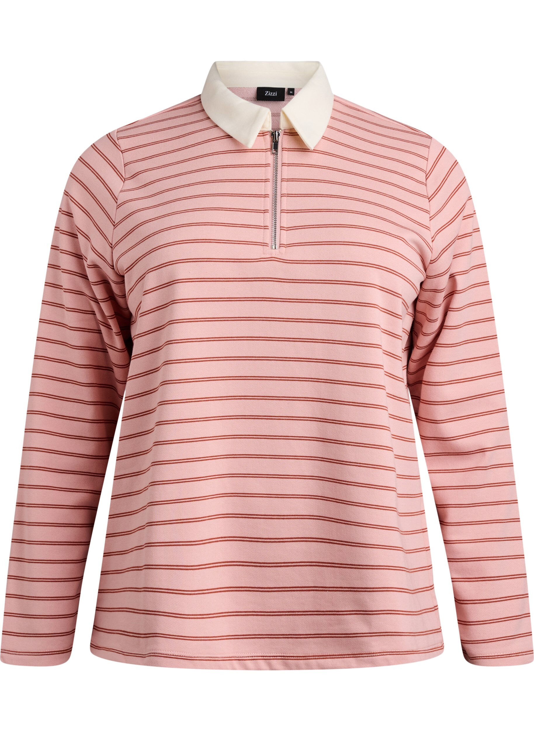 Poloshirt mit Streifen und Rei&szlig;verschluss