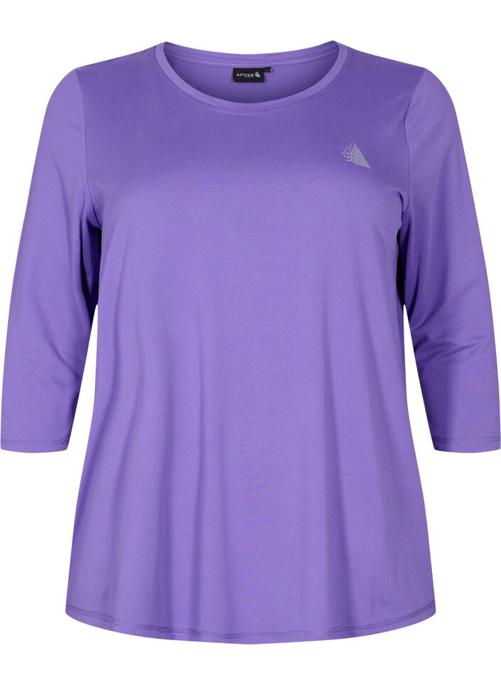 Trainingsshirt mit 3/4-&Auml;rmeln, Lila, Packshot image number 0