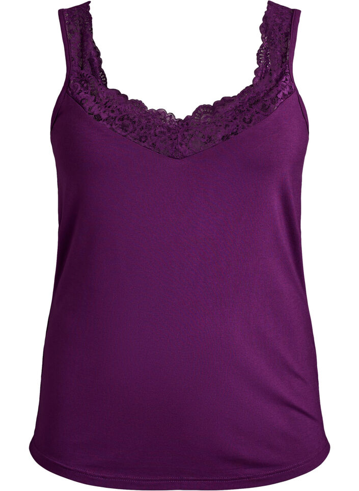 Top aus Viskose mit Spitze, Lila, Packshot image number 0