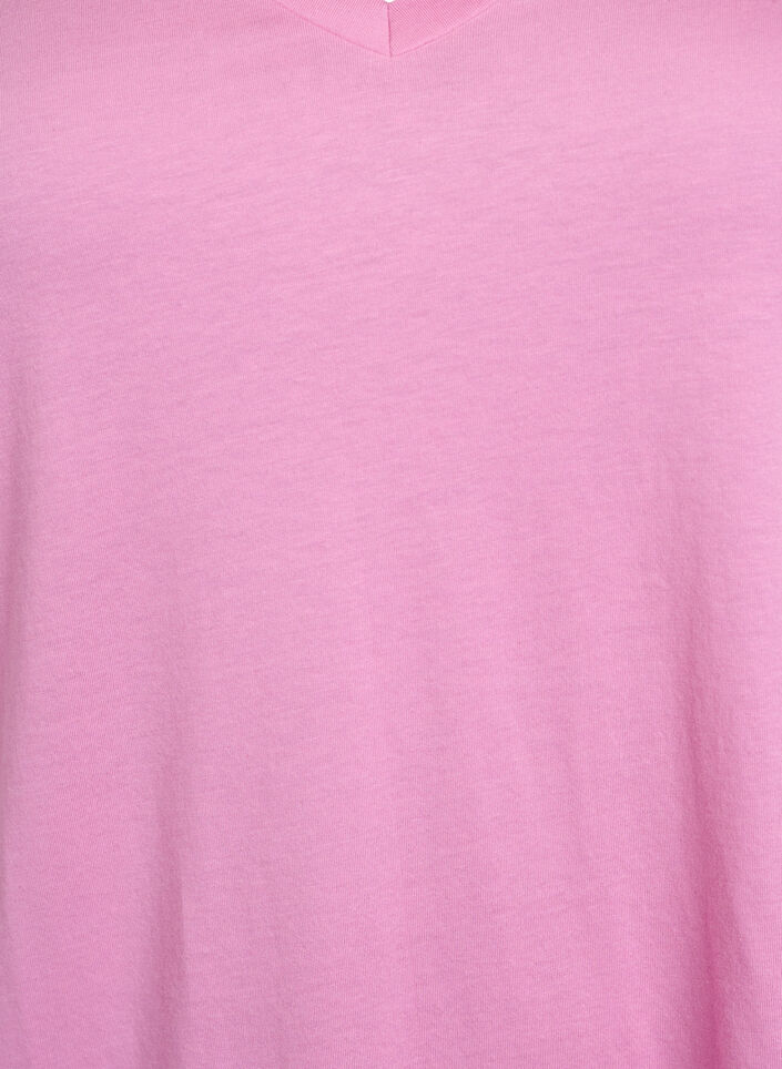 Einfarbiges Oversize T-Shirt mit V-Ausschnitt, Pink, Packshot image number 2