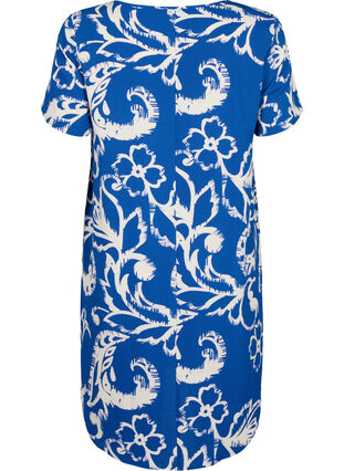 Kleid mit Aufdruck und kurzen Ärmeln, Blue Artist AOP, Packshot image number 1