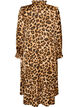 Kleid mit Leopardenmuster und R&uuml;schendetails, Braun, Packshot image number 1