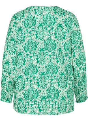 Bluse aus Viskose mit Print und Smock, Jolly Green Oriental, Packshot image number 1